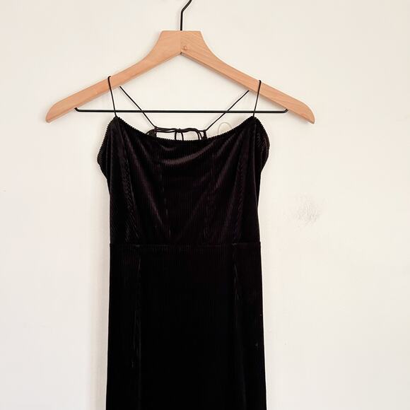Free People Intimately All I Need Ribbed Velvet Slip Dress Black Size S - Picture 4 of 8